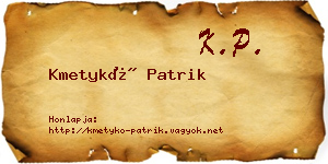 Kmetykó Patrik névjegykártya